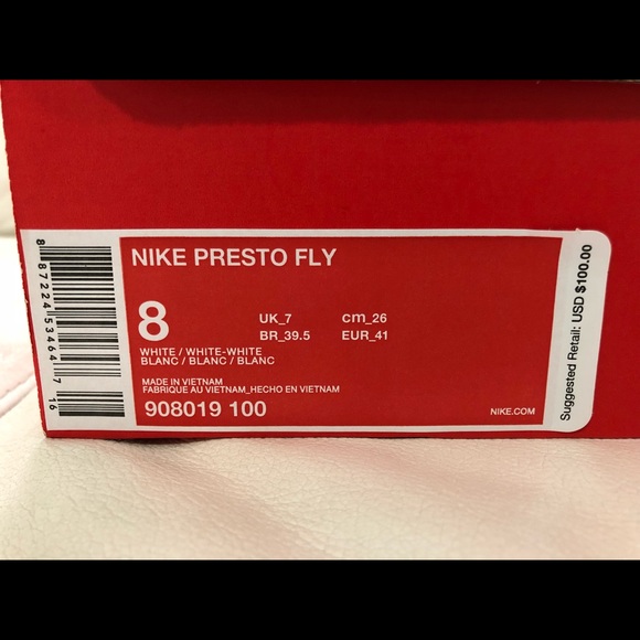 Nike Presto Fly White Size 8 New - Picture 6 of 6